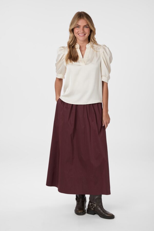 Yara Poplin lang nederdel - Burgundy